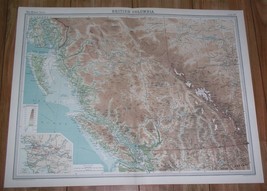 1922 Map Of British Columbia Vancouver Island Rockies Okanagan Valley Canada - £34.81 GBP