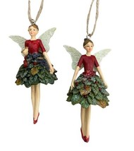 Gisela Graham London Evergreen Holiday Fairies Set of 2 Ornaments 4.25 in - £20.26 GBP