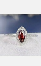 2ct Marquise Simulated Red Garnet Engagement Ring 14k White Gold Plated - £55.79 GBP