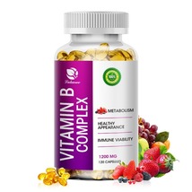 120 Capsules Vitamin B Complex B1,B2,B3,B5,B6,B7,B9,B12, Immune Support Pills - £24.03 GBP