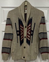 Urban Outfitters Koto Aztec Cardigan Thick Sweater Men’s Small Beige Blue Navaho - £21.47 GBP