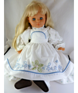 West Germany Doll by Max Zapf 20&quot; Blond hair blue eyes Embroidered dress... - $52.67 CAD