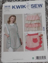 Kwik Sew Pattern 3518 Misses&#39; Aprons in 3 Styles Sizes S-M-L Uncut - $9.95