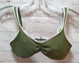 Aerie women&#39;s s small olive green white trim bikini swim suit bathing suit top - £7.89 GBP