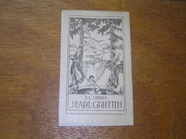 Vintage J. Earl Griffith Man Reading Book Next to Tree &amp; Pond w Fairies ... - $4.99