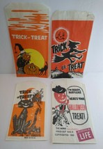 Vintage Halloween Candy Goodie Bags Cowboy Goblin 1960 Black Cat Witches Lot 4 - £19.05 GBP