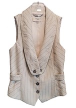 Karen Millen Ladies Virgin Wool Striped suit waistcoat Vest V-Neck Top UK10 - £14.78 GBP