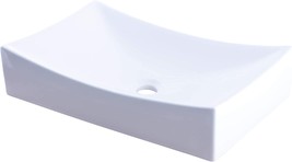 Novatto Np-01141 Ceramic Above Counter Rectangular Bathroom Sink,, Glossy White - £126.26 GBP