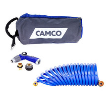 Camco 20&#39; Coiled Hose &amp; Spray Nozzle Kit - £56.34 GBP