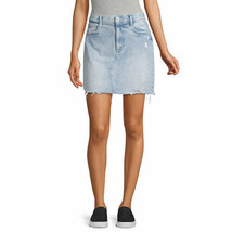 Arizona Women&#39;s Juniors Denim Skirt Size 3 Med Titan Color Frayed &amp; Destructed - £16.70 GBP