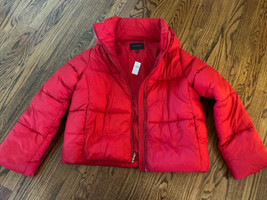 NEW Banana Republic Factory SHORT HOODED PUFFER JACKET RED Size Small TA... - $118.79