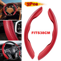 2X Red Carbon Fiber Universal Car Steering Wheel Booster Cover Nonslip Accessory - £19.67 GBP