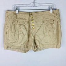 Rocawear Shorts Juniors Fancy Tan Gold Shimmery Linen Exposed Buttons 13 - $22.49