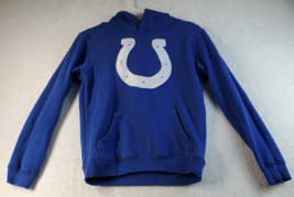 NFL Footbal Colts Hoodie Youth Medium Blue Knit Cotton Long Sleeve Pockets - $10.63