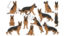New German Shepherd Dog Illustration Pattern Design Checkbook Cover - £7.92 GBP