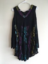 Vintage Sacred Threads Crinkle Gauze Cold Shoulder Long Top One Size O/S XL - $22.46