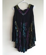 Vintage Sacred Threads Crinkle Gauze Cold Shoulder Long Top One Size O/S XL - $22.46