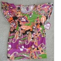 Girls Shirt Candies Purple Paisley Short Flutter Sleeve Abstract Summer ... - $11.88