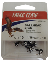 EAGLE CLAW BALL HEAD JIG, 1/16 OZ., BLACK, 10-COUNT PACKAGE - £6.33 GBP
