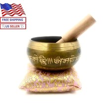 3.5&quot; Tibetan Singing Bowl Set Meditation Yoga w/ Silk Cushion &amp; Wooden M... - $21.78
