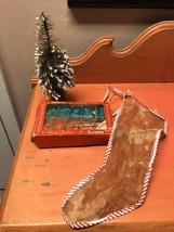 Vintage lot Christmas items Mesh Stocking Box Koolettes Santa Bottle Brush Tree - $15.84
