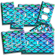 Mermaid Tail Turquoise Fish Scales Light Switch Outlet Wall Plate Room Art Decor - £14.38 GBP+