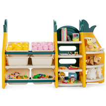3-in-1 Kids Toy Storage Organizer with Bookshelf Corner Rack - £132.95 GBP