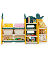 3-in-1 Kids Toy Storage Organizer with Bookshelf Corner Rack - £130.43 GBP