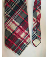 GRENADA By EXCELLO Tie Vintage 1970s Wide Mod RED WHITE BLUE Plaid Retro - $6.00