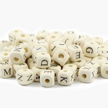 10mm Square Wood Beads: Letters A~Z 52pcs - £2.66 GBP+