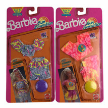 2 Vintage 1991 Barbie Sunsenation Clothing Clothes Neon Dress Doll Outfit  - £14.62 GBP