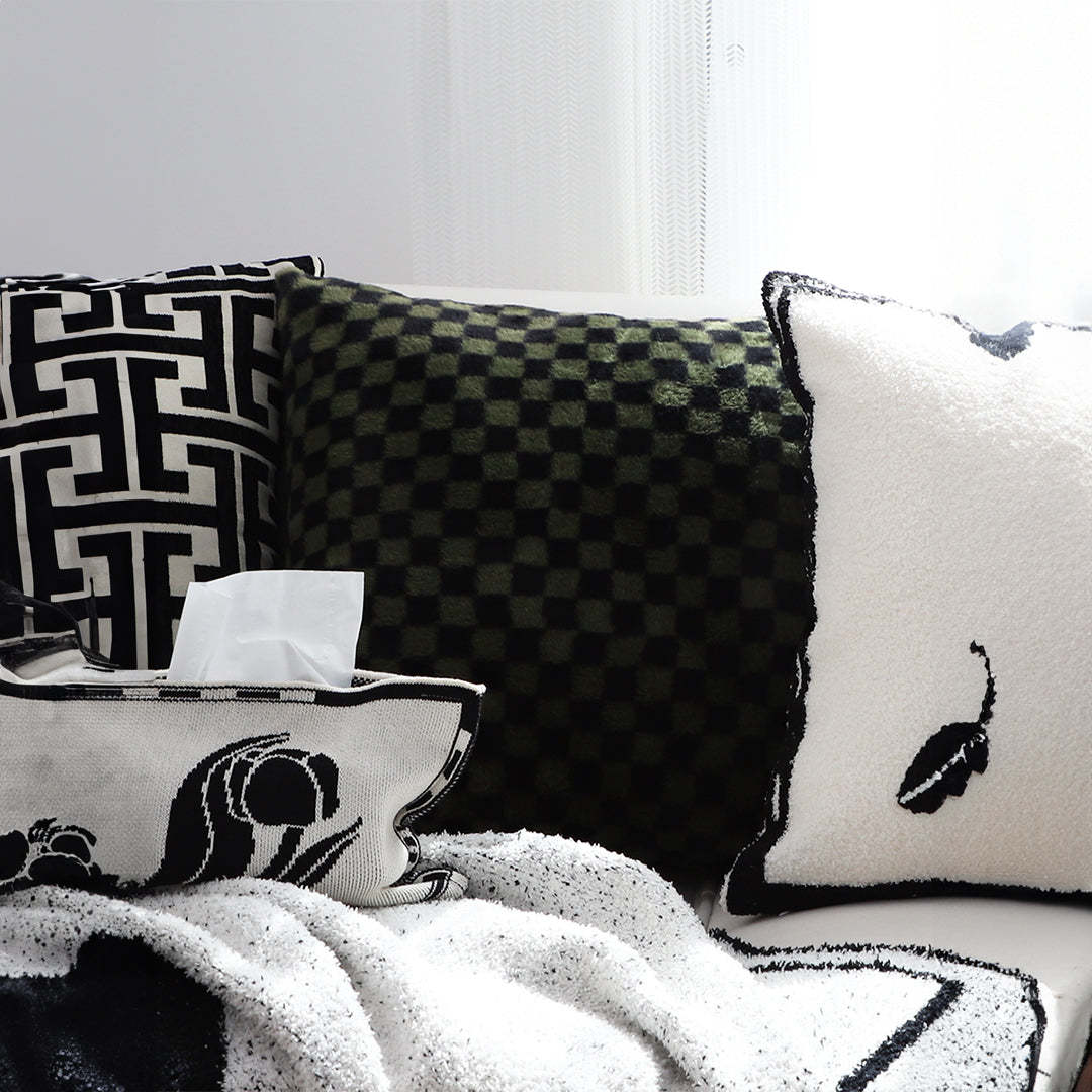 SOGA 2X 45cm Urban Light Luxury Pillow Dark Night Green Checkered Square Throw P Item image 4