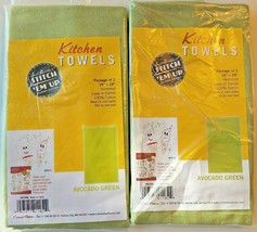 Lot of 2 Aunt Marthas 2 Pack Kitchen Dish Towels 18 by 28 Inch Avocado Green - £27.37 GBP