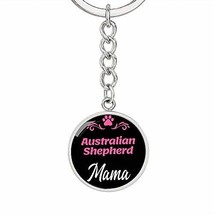 Dog Mom Keyring Australian Shepherd Mama Circle Keychain Stainless Steel Or 18k  - £39.07 GBP