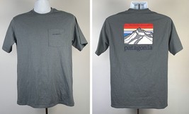 Patagonia Pocket T Shirt Mens Small Gray Colorful Mountain Logo 50/50 - £18.16 GBP