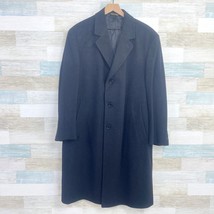 LRL Ralph Lauren Lambswool Cashmere Long Overcoat Black Lined Italian Me... - $178.19