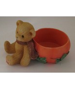 Cherished Teddies Bear With Pumpkin Tea Light Candle Holder 1998 P. Hillman - $10.37 CAD
