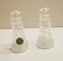 Lenox Fine Crystal Lighthouse w/ Frosted Base Salt &amp; Pepper Shaker Set, 4&quot; Tall - £15.13 GBP