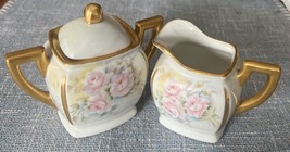 VTG MCM Made In Japan 1941 Porcelain Floral Sugar Bowl W Lid Creamer Set - $731.80 MXN