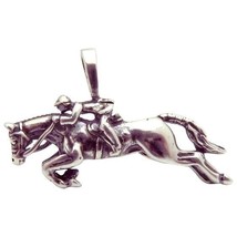 Vintage KABANA Sterling Silver Jockey Horse Racing Equestrian Pendant - £51.00 GBP