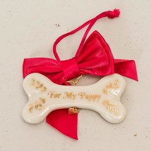 Lenox Porcelain Christmas Bone Ornament Doggie bone For My Puppy Gold Trim - $17.81