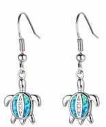 Mele Sterling Silver Turtle Created Blue Opal  Drop Earrings with Crystal - $19.00 CAD