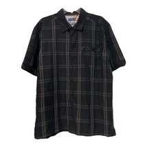 Quiksilver Mens Black Gray Plaid Short Sleeve Button Shirt Size Large - $14.99