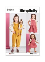 Simplicity Sewing Pattern 9661 R11669 Knit Top Overalls Jumper Child 3-8 Doll - £8.07 GBP