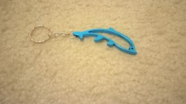 Aqua Blue Anodized Hollow Dolphin Keychain 5&quot; Total Length USA SELLER - £9.26 GBP