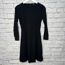 J. Crew 365 Pointe Fit &amp; Flare Dress Black Long Sleeve Size XS J7130 Kne... - $34.60