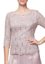New Alex Evenings Rose Pink Lace Embellished Blouse Size Xl $119 - £66.71 GBP