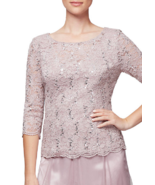 NEW ALEX EVENINGS ROSE PINK LACE EMBELLISHED BLOUSE SIZE XL $119 - £68.37 GBP