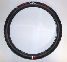 Toyota TRD Racing Black Genuine Leather PVC 15&quot; Steering Wheel Cover - £19.55 GBP