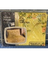 Vintage NOS JC Penney Cotton Poly Queen Flat Sheet Pale Buttercup Floral... - $902.46 MXN